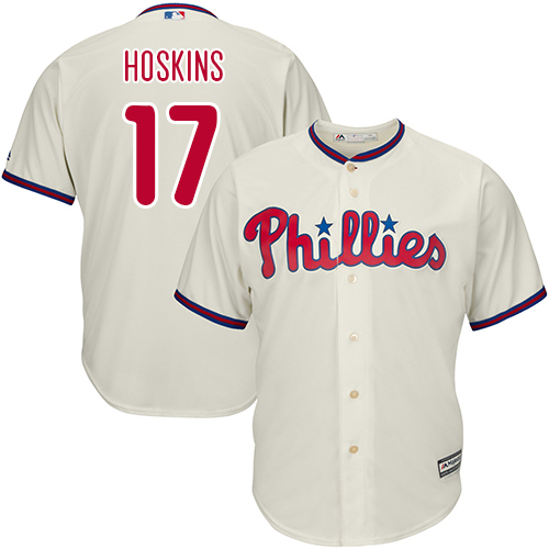 Phillies #17 Rhys Hoskins Cream Cool Base Stitched Youth MLB Jersey - Click Image to Close